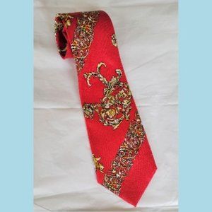 LAURANT BENON Paris Red Silk Filigree Pattern Tie